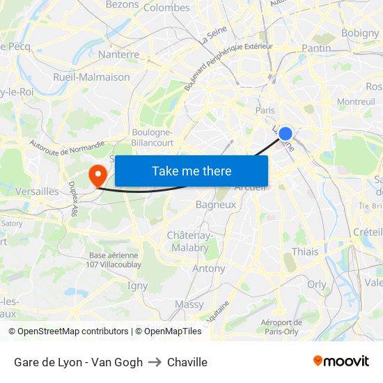 Gare de Lyon - Van Gogh to Chaville map