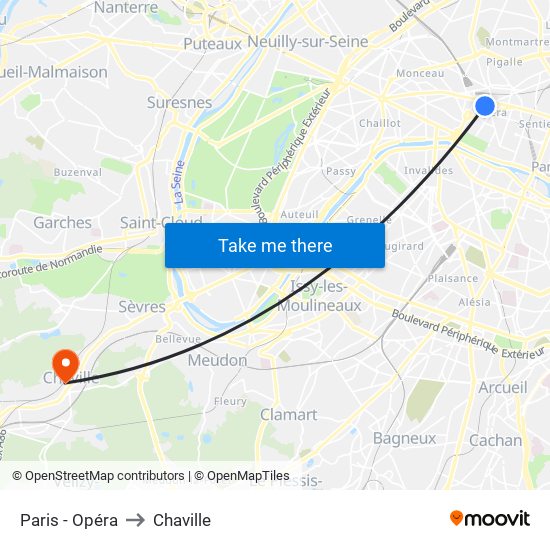 Paris - Opéra to Chaville map