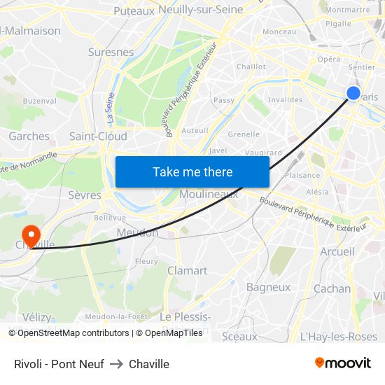 Rivoli - Pont Neuf to Chaville map