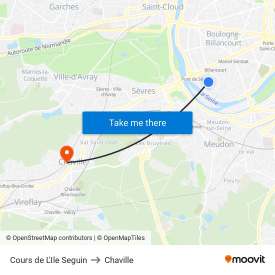 Cours de L'Ile Seguin to Chaville map