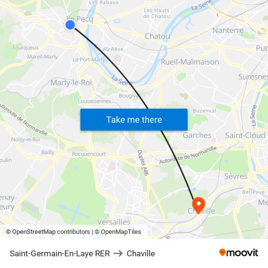 Saint-Germain-En-Laye RER to Chaville map