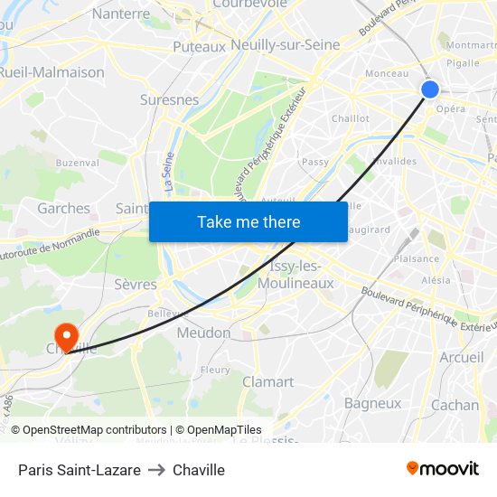 Paris Saint-Lazare to Chaville map