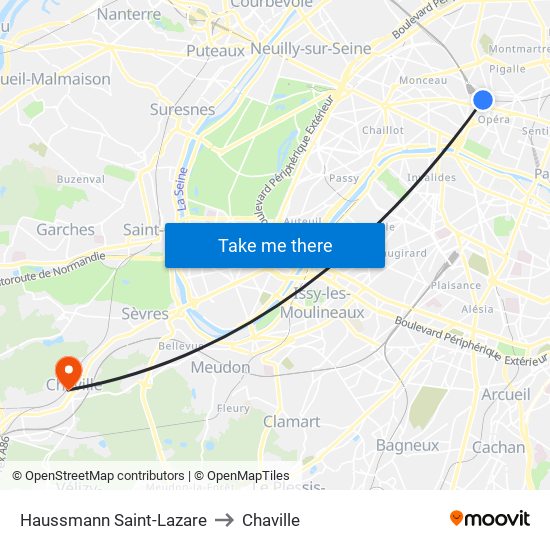 Haussmann Saint-Lazare to Chaville map