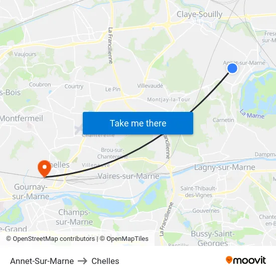 Annet-Sur-Marne to Chelles map