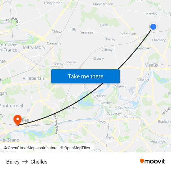 Barcy to Chelles map