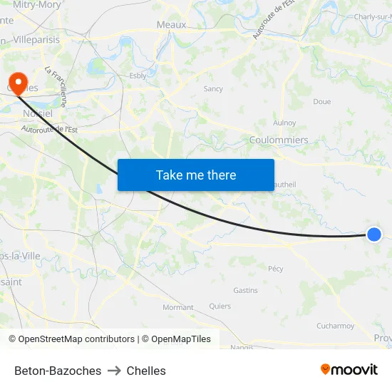 Beton-Bazoches to Chelles map