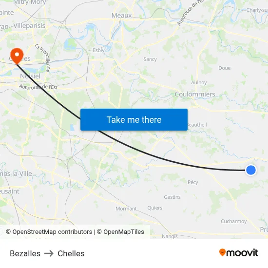 Bezalles to Chelles map