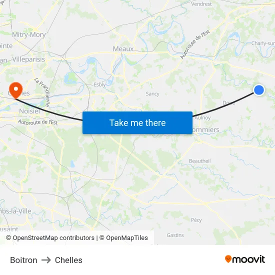 Boitron to Chelles map
