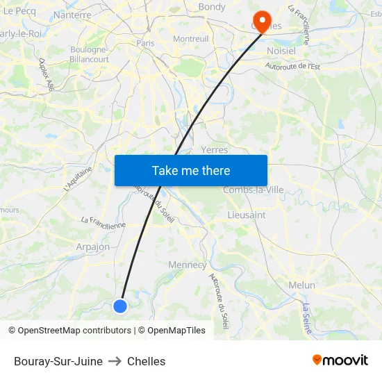 Bouray-Sur-Juine to Chelles map