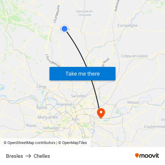 Bresles to Chelles map