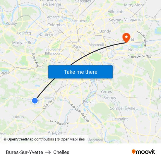 Bures-Sur-Yvette to Chelles map