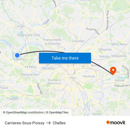 Carrieres-Sous-Poissy to Chelles map