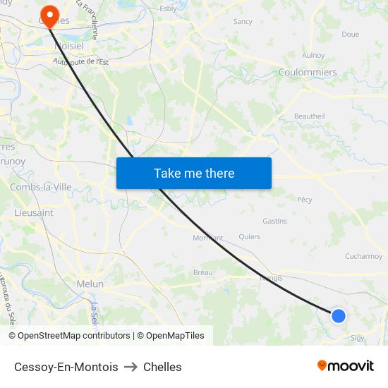 Cessoy-En-Montois to Chelles map