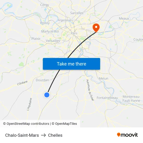 Chalo-Saint-Mars to Chelles map