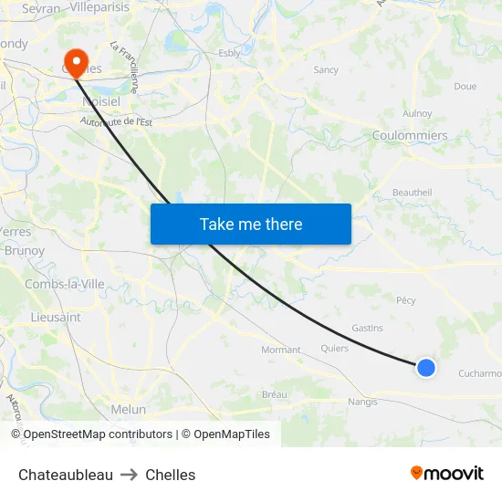Chateaubleau to Chelles map