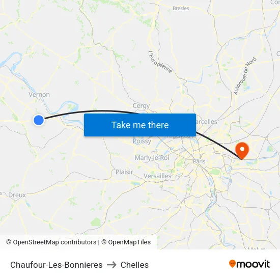 Chaufour-Les-Bonnieres to Chelles map