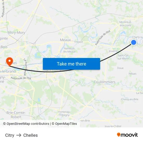 Citry to Chelles map