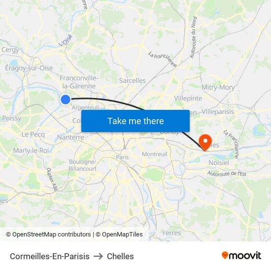 Cormeilles-En-Parisis to Chelles map