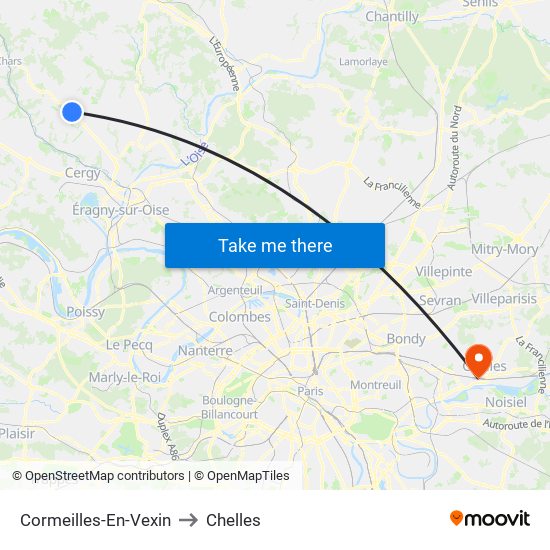 Cormeilles-En-Vexin to Chelles map