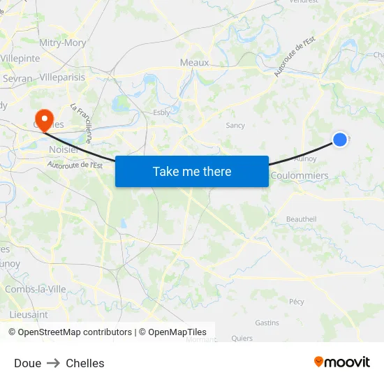 Doue to Chelles map