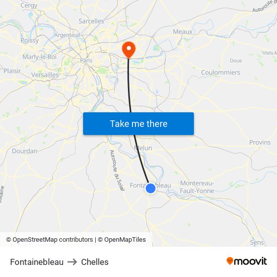 Fontainebleau to Chelles map
