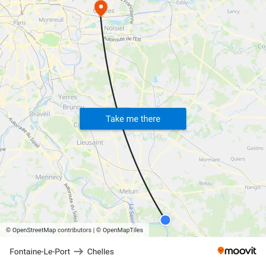 Fontaine-Le-Port to Chelles map