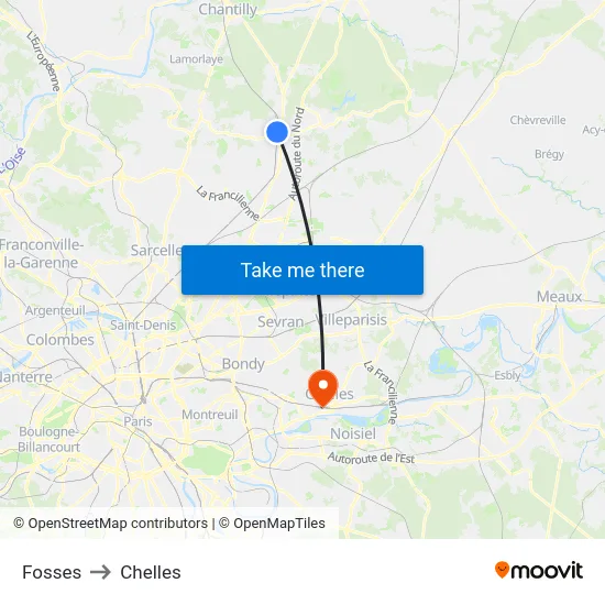 Fosses to Chelles map
