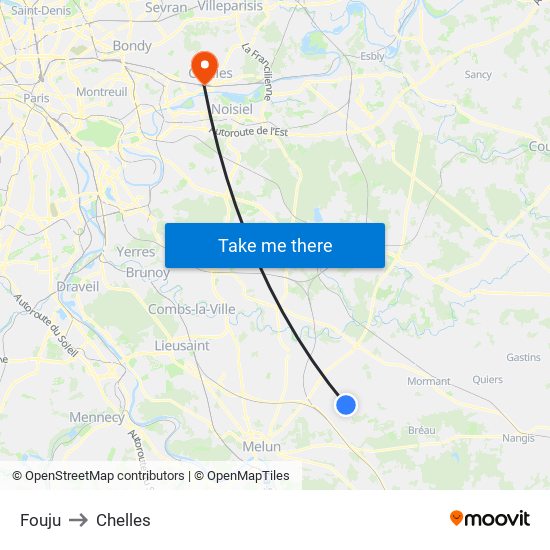 Fouju to Chelles map