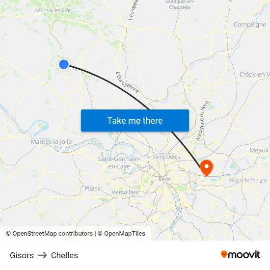 Gisors to Chelles map