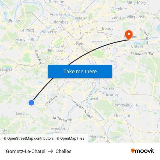 Gometz-Le-Chatel to Chelles map