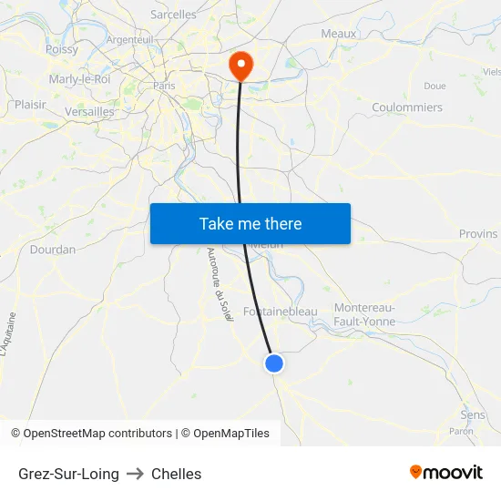 Grez-Sur-Loing to Chelles map