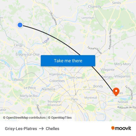 Grisy-Les-Platres to Chelles map