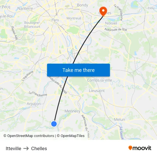 Itteville to Chelles map