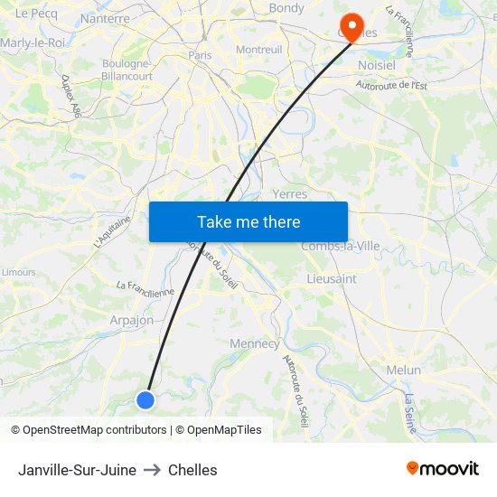 Janville-Sur-Juine to Chelles map