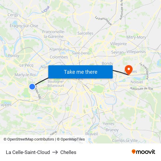 La Celle-Saint-Cloud to Chelles map