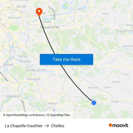 La Chapelle-Gauthier to Chelles map