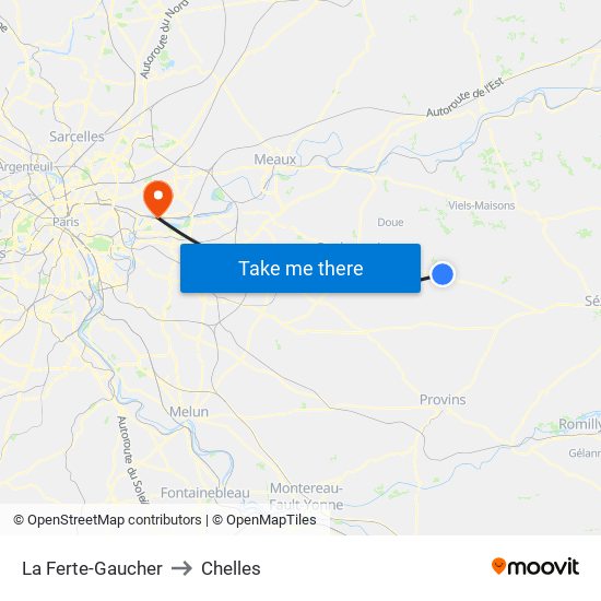 La Ferte-Gaucher to Chelles map