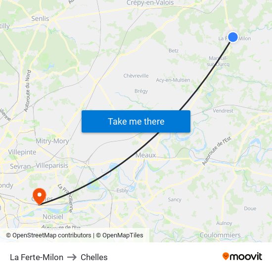 La Ferte-Milon to Chelles map