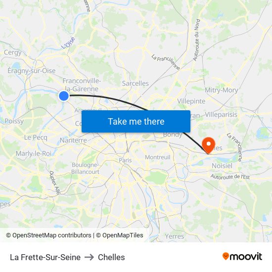 La Frette-Sur-Seine to Chelles map