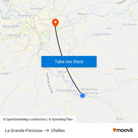 La Grande-Paroisse to Chelles map