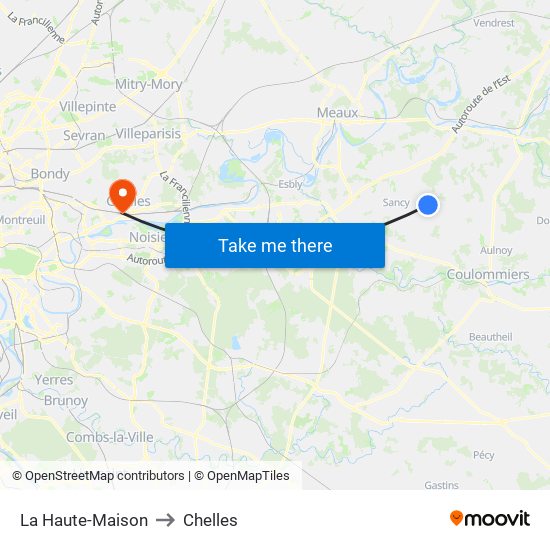 La Haute-Maison to Chelles map