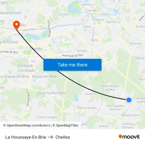 La Houssaye-En-Brie to Chelles map