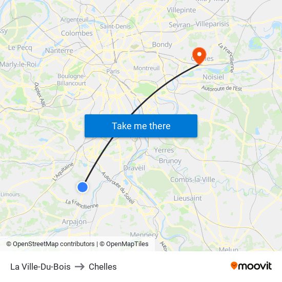 La Ville-Du-Bois to Chelles map