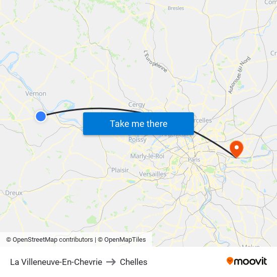 La Villeneuve-En-Chevrie to Chelles map