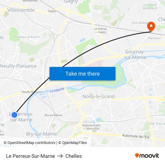 Le Perreux-Sur-Marne to Chelles map