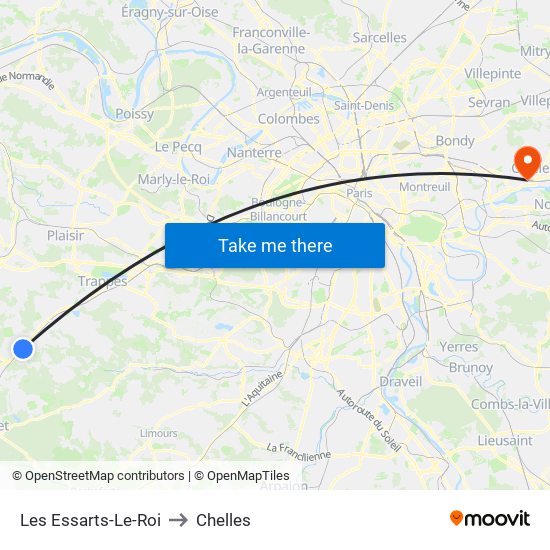 Les Essarts-Le-Roi to Chelles map