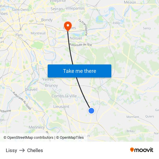 Lissy to Chelles map