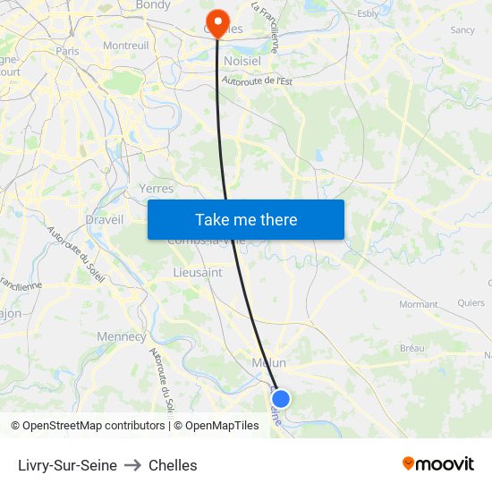 Livry-Sur-Seine to Chelles map