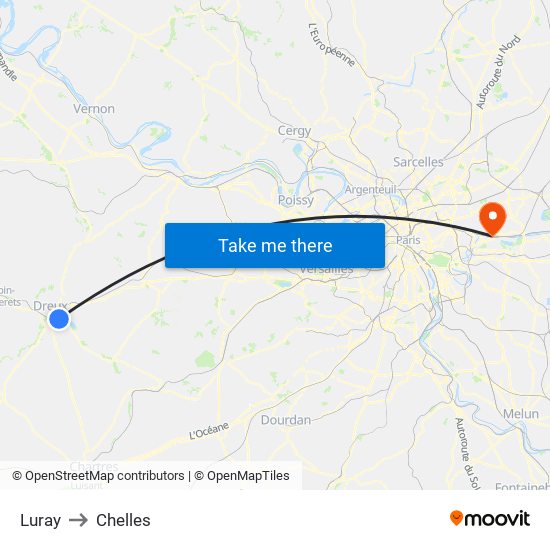 Luray to Chelles map