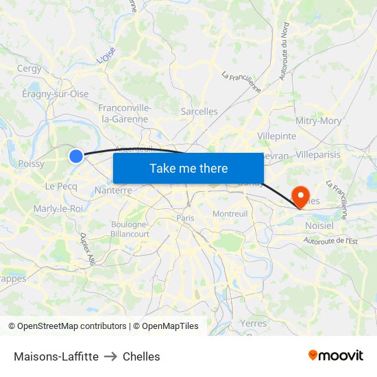 Maisons-Laffitte to Chelles map